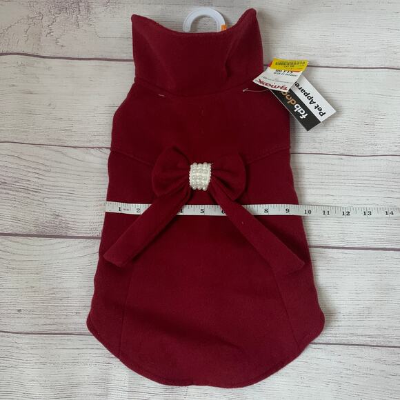 Fab Dog Maroon Red Dog Winter Dress Coat with White Bead Detail Size Medium - Picture 14 of 16